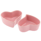 Maxbell 1 Pair Small Ceramic Bowl Pet Hamster Rabbit Feeding Bowl Pink_Heart