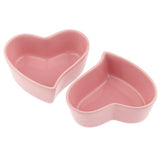 Maxbell 1 Pair Small Ceramic Bowl Pet Hamster Rabbit Feeding Bowl Pink_Heart