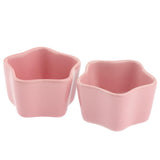 Maxbell 1 Pair Small Ceramic Bowl Pet Hamster Rabbit Feeding Bowl Pink_Star