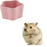 Maxbell 1 Pair Small Ceramic Bowl Pet Hamster Rabbit Feeding Bowl Pink_Star