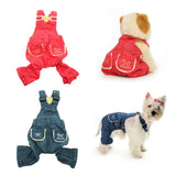Max Fashionable Pet Dog Jeans Clothes Pet Dog Apparel Dogs Vintage Vest  Red M