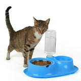 Maxbell Pet cat and Dog Double Bowls Integrated Automatic Hydrating Food Bowl Blue