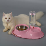 Maxbell Pet cat and Dog Double Bowls Integrated Automatic Hydrating Food Bowl Blue