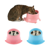 Maxbell Pet Protect Cervical Leak-proof Dog Food Bowl Stainless Steel Dog Bowl Pink
