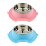 Maxbell Pet Slip and Leakproof Combination Bowl Stainless Steel Dog Bowl Pink