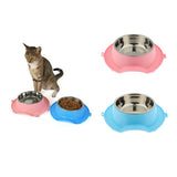 Maxbell Pet Slip and Leakproof Combination Bowl Stainless Steel Dog Bowl Pink