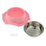 Maxbell Pet Slip and Leakproof Combination Bowl Stainless Steel Dog Bowl Pink
