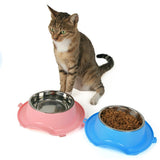 Maxbell Pet Slip and Leakproof Combination Bowl Stainless Steel Dog Bowl Pink
