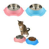 Maxbell Pet Slip and Leakproof Combination Bowl Stainless Steel Dog Bowl Pink