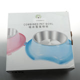 Maxbell Pet Slip and Leakproof Combination Bowl Stainless Steel Dog Bowl Pink