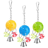 Maxbell 3 Pcs Colorful Chain Bell Toy Chewing Toy for Parrots Bird Cage Hanging Toy