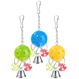 Maxbell 3 Pcs Colorful Chain Bell Toy Chewing Toy for Parrots Bird Cage Hanging Toy
