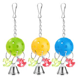 Maxbell 3 Pcs Colorful Chain Bell Toy Chewing Toy for Parrots Bird Cage Hanging Toy