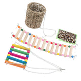 Max 3 Pcs Parrot Cage Toy - Wood Ladder&Swing&Nest for Small Parrot,Random Color