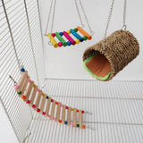 Max 3 Pcs Parrot Cage Toy - Wood Ladder&Swing&Nest for Small Parrot,Random Color