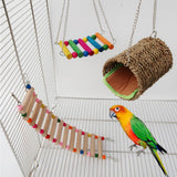 Max 3 Pcs Parrot Cage Toy - Wood Ladder&Swing&Nest for Small Parrot,Random Color