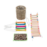Max 3 Pcs Parrot Cage Toy - Wood Ladder&Swing&Nest for Small Parrot,Random Color