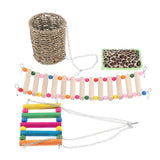 Max 3 Pcs Parrot Cage Toy - Wood Ladder&Swing&Nest for Small Parrot,Random Color