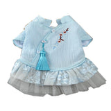 Maxbell Pet Chinese Traditional Qipao Dress Clothes Dog Princess Dress  Blue L