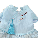 Maxbell Pet Chinese Traditional Qipao Dress Clothes Dog Princess Dress  Blue L