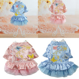Maxbell Pet Dog Embroidery Princess Dress for Pet Birthday Wedding Party Blue M