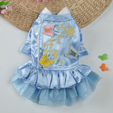 Maxbell Pet Dog Embroidery Princess Dress for Pet Birthday Wedding Party Blue M