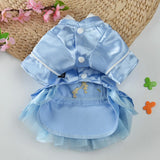 Maxbell Pet Dog Embroidery Princess Dress for Pet Birthday Wedding Party Blue M