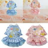 Maxbell Pet Dog Embroidery Princess Dress for Pet Birthday Wedding Party Blue M