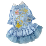 Maxbell Pet Dog Embroidery Princess Dress for Pet Birthday Wedding Party Blue L