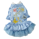 Maxbell Pet Dog Embroidery Princess Dress for Pet Birthday Wedding Party Blue L