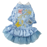 Maxbell Pet Dog Embroidery Princess Dress for Pet Birthday Wedding Party Blue L