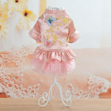 Maxbell Pet Dog Embroidery Princess Dress for Pet Birthday Wedding Party Pink M