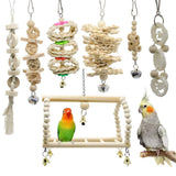 Max 7 Pcs Birds Parrot Chew Toys Birds Parrots Swing Toy For Small to Large Bird