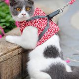 Max Small Pet Cat Harness Vest with Leash Cat Walking Outdoor Outfits Red-S