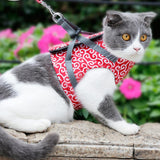 Max Small Pet Cat Harness Vest with Leash Cat Walking Outdoor Outfits Red-S