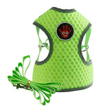 Max Breathable Dog Vest Harness Pet Outdoor Traction Rope For Cat Dog Green L