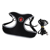 Max Breathable Dog Vest Harness Pet Outdoor Traction Rope For Cat Dog Black L
