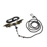 Max Reptile Lizard Parrot Bird Harness Leash Anti-bite Rope Leash Black+Golden-M