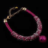 Max Pet Safety Collar Cat Dog Decorative Neck Strap with Bell 12inch Rose Pink