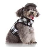 Max Pet Dog Vest Harness with Hat Pet Costume Party Clothes Black White-XS