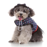 Max Pet Dog Vest Harness with Hat Pet Costume Party Clothes Blue Dot Flower-XS