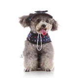 Max Pet Dog Vest Harness with Hat Pet Costume Party Clothes Blue Dot Flower-M