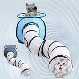 Max Cute Pet Cat Collapsible Tunnel Toy Cat Hide Play Toys For Cat Kitten Blue