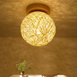 Maxbell Rattan Ball Ceiling Light  Woven Lamp Decor for Bedroom Hallway Stairway