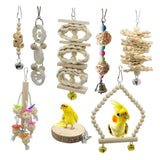 Maxbell 8pcs/set Bird Chew Toy Cage Hanging Toy For Parakeets Cockatiels Conures
