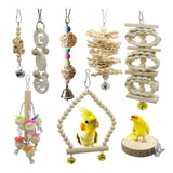 Maxbell 8pcs/set Bird Chew Toy Cage Hanging Toy For Parakeets Cockatiels Conures