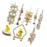 Maxbell 8pcs/set Bird Chew Toy Cage Hanging Toy For Parakeets Cockatiels Conures