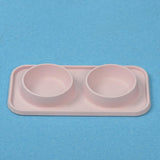 Max Stainless Steel Pet Cat Food Water Feeding Double Bowl with Plastic Mat Set Pink