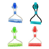 Max Multifunction Dog Interative Tug Toy Rubber Chewing Suction Cup Toy Rose Red