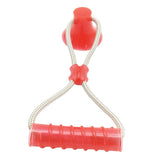 Max Multifunction Dog Interative Tug Toy Rubber Chewing Suction Cup Toy Rose Red